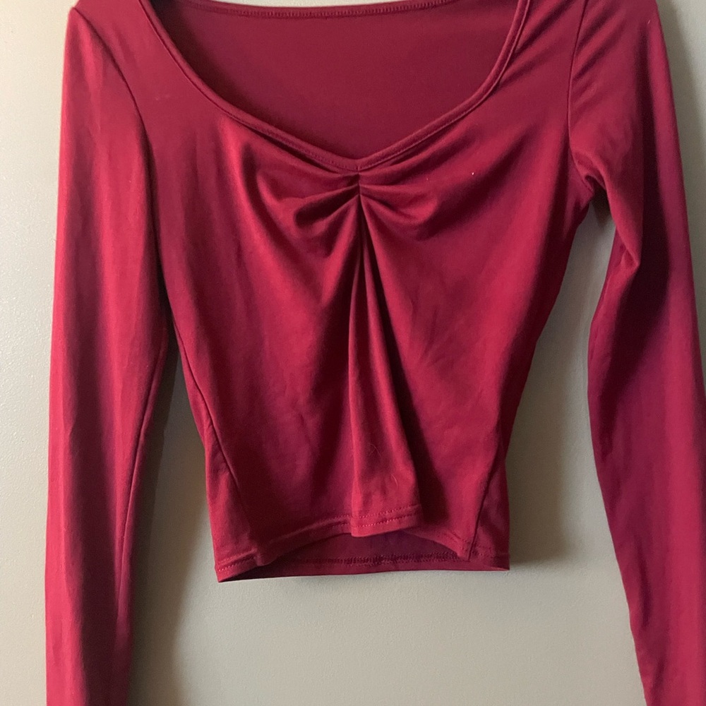 SHEIN Deep Red Long Sleeve Top